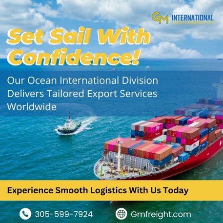 Sail confidently with our Ocean International Division! Tailored export services, worldwide logistics excellence. Smooth sailing starts here!
 #GMFreight #logistics #TopNotchService #shipping #localdelivery #imports #shipping #LogisticsExcellence #GlobalShipping #oceantransport