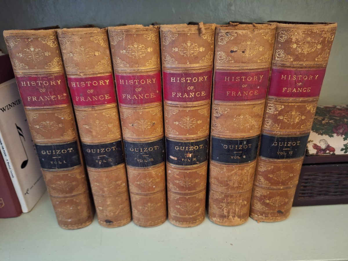 for the fellow #bibliophiles ~ my brother gifted me these beautiful volumes, the inscription of each one reads 'to sarah - july 11th, 1887'

can't wait to learn from them :). #antiquarian #history #france