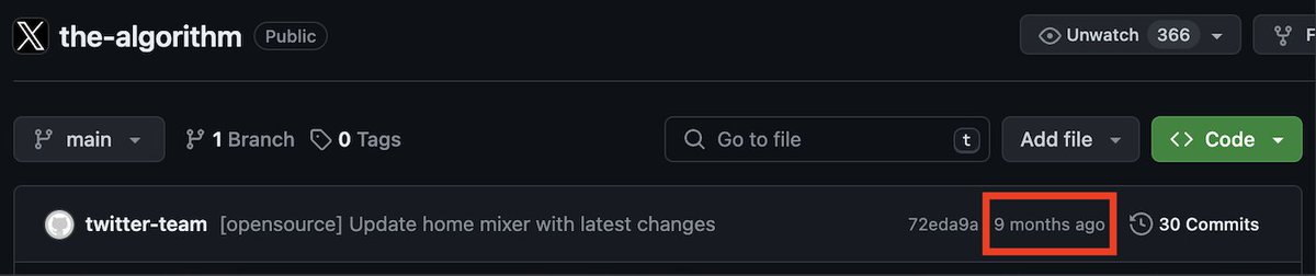 We desperately need an update to the open sourced algorithm code (it’s been 9 months) Our freedom of speech is dependent on it • The X rules are changing daily (no more engagement farming) • An election is coming up in 6 months • Governments trying to actively censor X TRUE