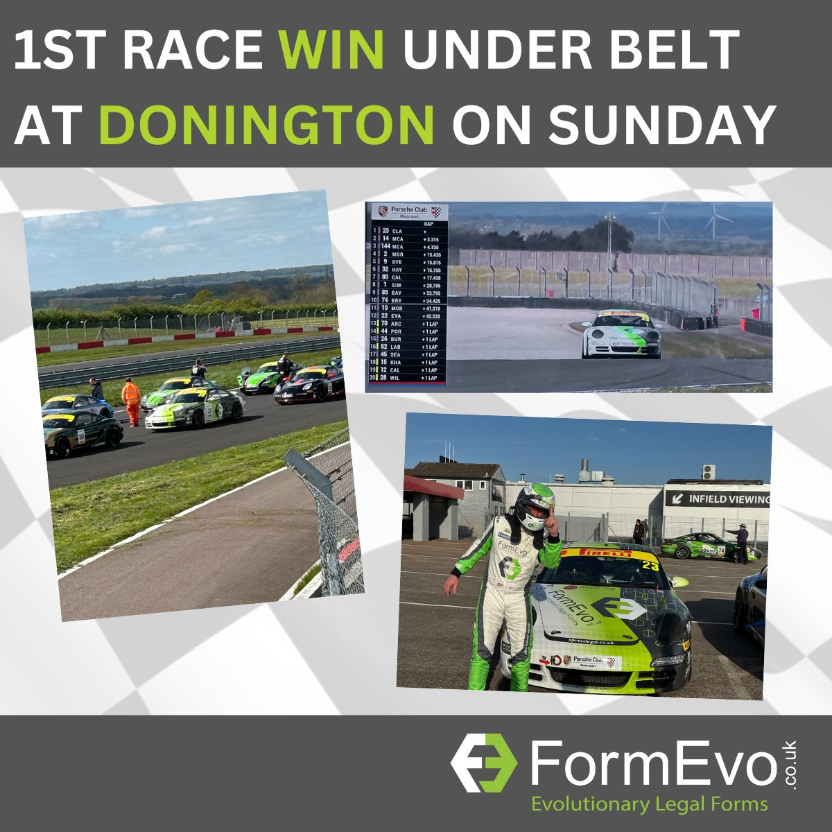 BIG smiles at #Donington for Simon Clark & the @FormEvo  Clark Racing powered #Porsche 997, securing a 2nd & 1st place for the team in the @Porsche Club Racing Championship, & proving that the #legaltech team is smashing it #FormEvo #SDLT  #collaboration #thewinningformula