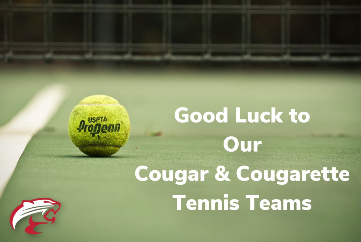 Today’s the day!!!!   Good Luck to our Cougar &amp; Cougarette Tennis Athletes today as they compete at the District Tournament in Wharton!

Play your game, leave it all on the court and punch that 🎟️ to Regionals!!! #F.A.M.I.L.Y.