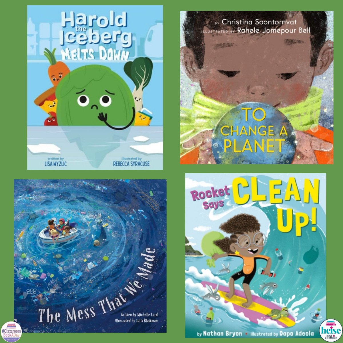 A few of my favorite #EarthDay read alouds for #ClassroomBookADay.

HAROLD THE ICEBERG MELTS DOWN
TO CHANGE A PLANET
THE MESS THAT WE MADE
ROCKET SAYS CLEAN UP

What are some of your favorites?

#WNDB #LibraryLife #KidLit #KidLitArt