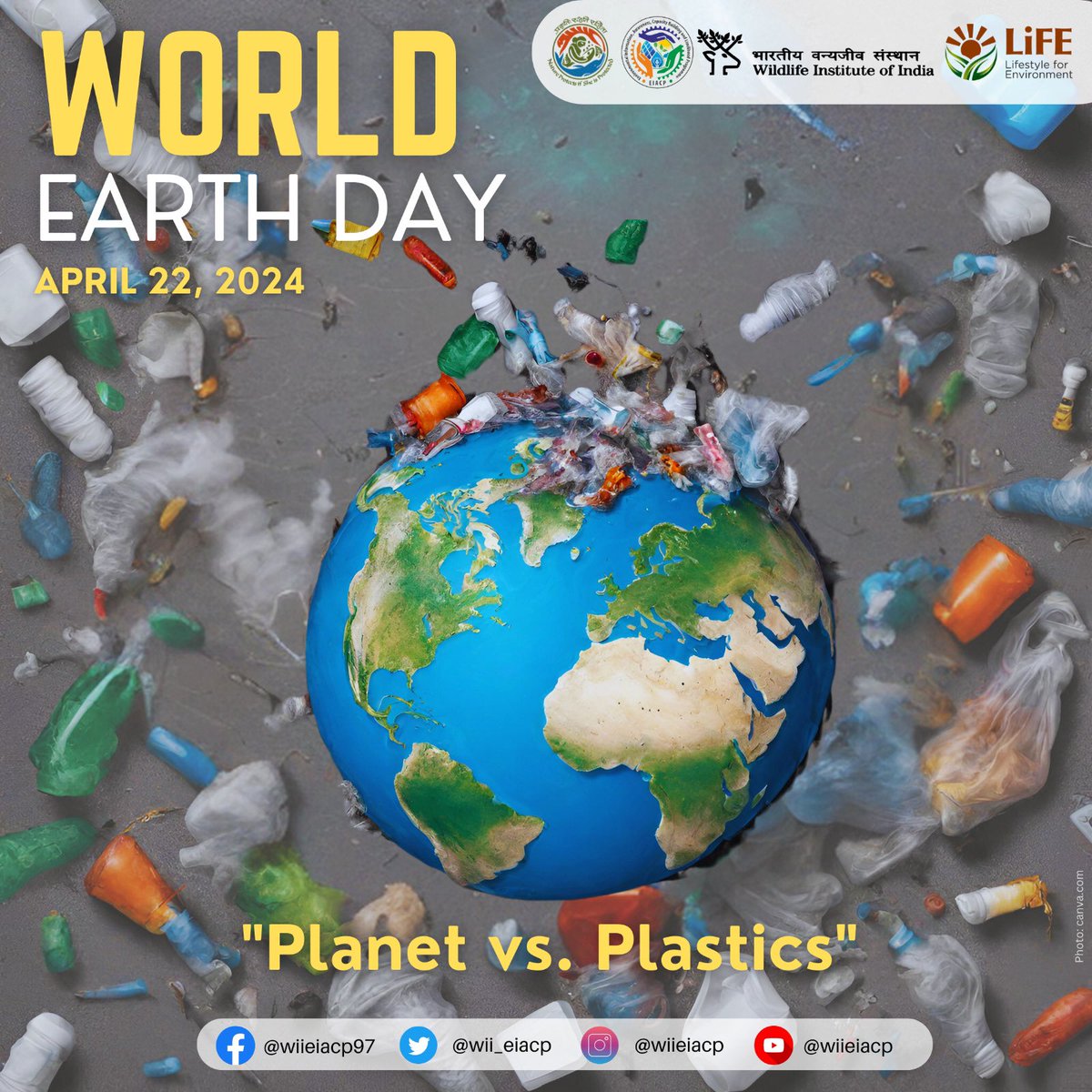 wii_india's tweet photo. World Earth Day 2024:
EIACP Centre @wii_eiacp at @wii_india released e-posters on occasion of World Earth Day, 22 April, 2024. Let’s unite to eliminate single use plastic from planet earth and take action to preserve its natural resources for future generations.
# BeatPlasticPollution # ProtectOurPlanet # OneEarthOnePlanet #MissionLiFE #SustainableLiFE
@moefcc @EIACPIndia @vrtiwari1 @kramesh95 @Ramesh14170479