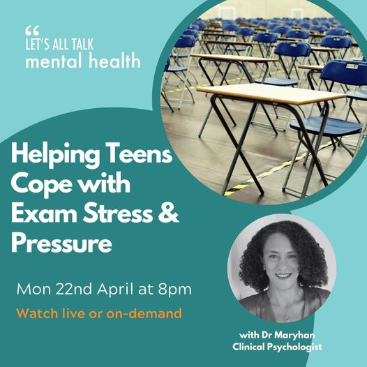 Exam season can be a really stressful time for teenagers. Join by Dr Maryhan to talk about exam stress and mental health. She’ll be sharing some practical advice about how to keep teens motivated through the exam period. Register 👉letsalltalkmentalhealth.co.uk/upcoming-sessi…