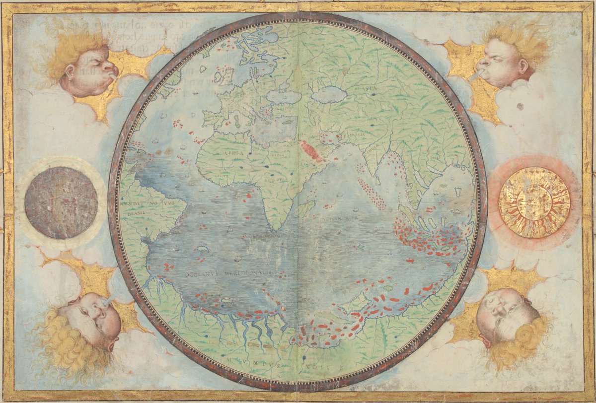 Happy Earth Day! Celebrate nature and environmental protection with a dive into our world maps! Shown here is a beautiful 1519 map from the World Digital Library. Take a closer look here: loc.gov/item/202166872…