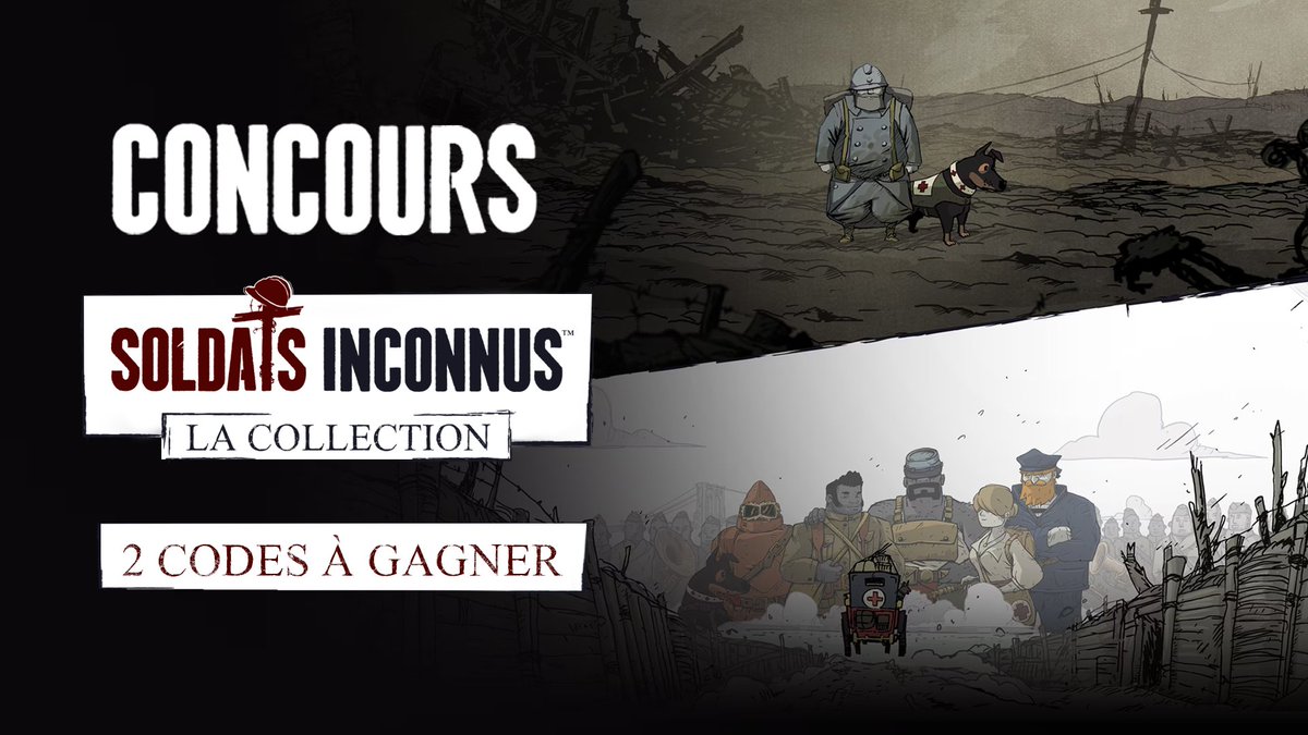 JEU CONCOURS 🎮
Qu'est-ce qui est mieux qu'un jeu Soldat Inconnus ? 2 jeux Soldats Inconnus ! 🪖

Tente de gagner l'un des 2 codes de jeu pour Soldats Inconnus : La Collection sur la plateforme de ton choix ! 🎁

🔄 RT ce tweet
💬 Commente ta plateforme
✅ Abonne-toi à <a href="/UbisoftFR/">Ubisoft FR 🇫🇷</a>