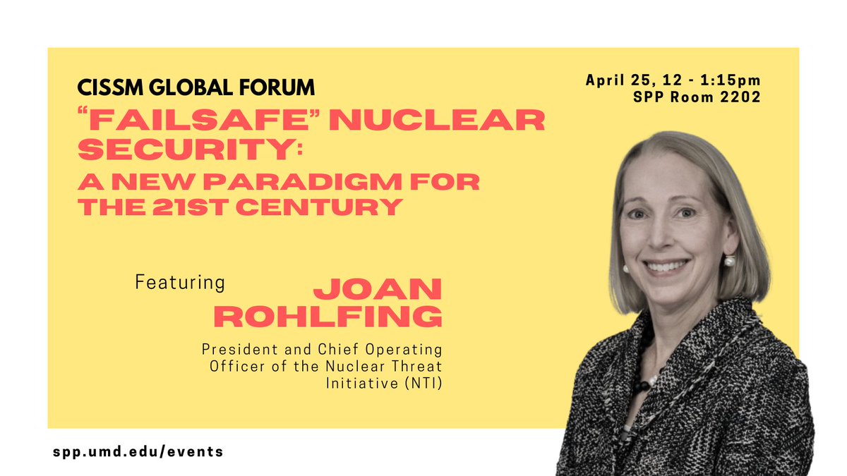 Join us on Thursday for this semester's final Global Forum! We welcome Joan Rohlfing who will be talking about the theory of nuclear deterrence and the future of nuclear strategy! buff.ly/49MWyj4