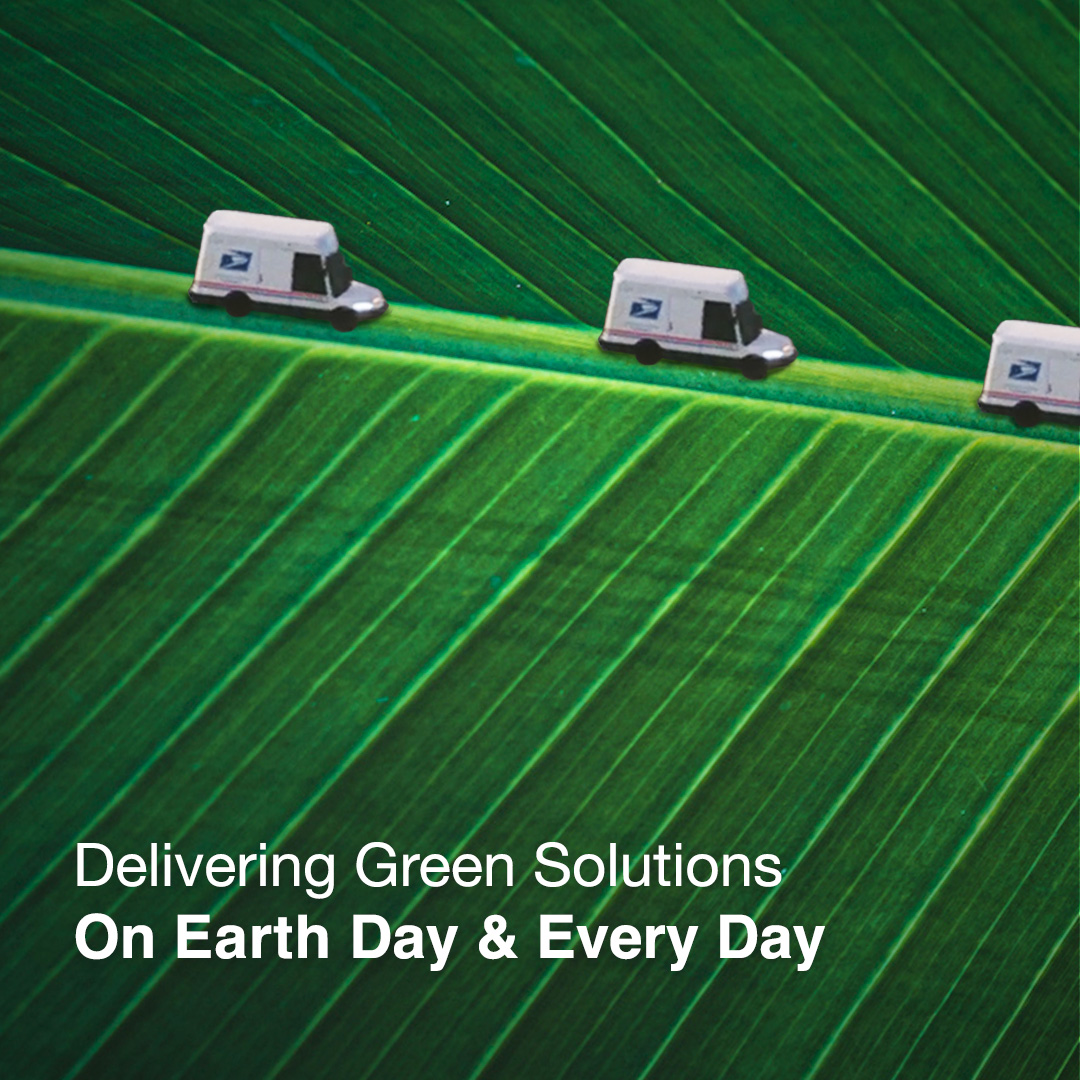 Happy Earth Day! 🌍 We are committed to protecting the planet by reducing greenhouse gas emissions, recycling our materials, and improving policies & practices within our network 🌟 Learn more about our efforts to create a better future at usps.com/green 🌱