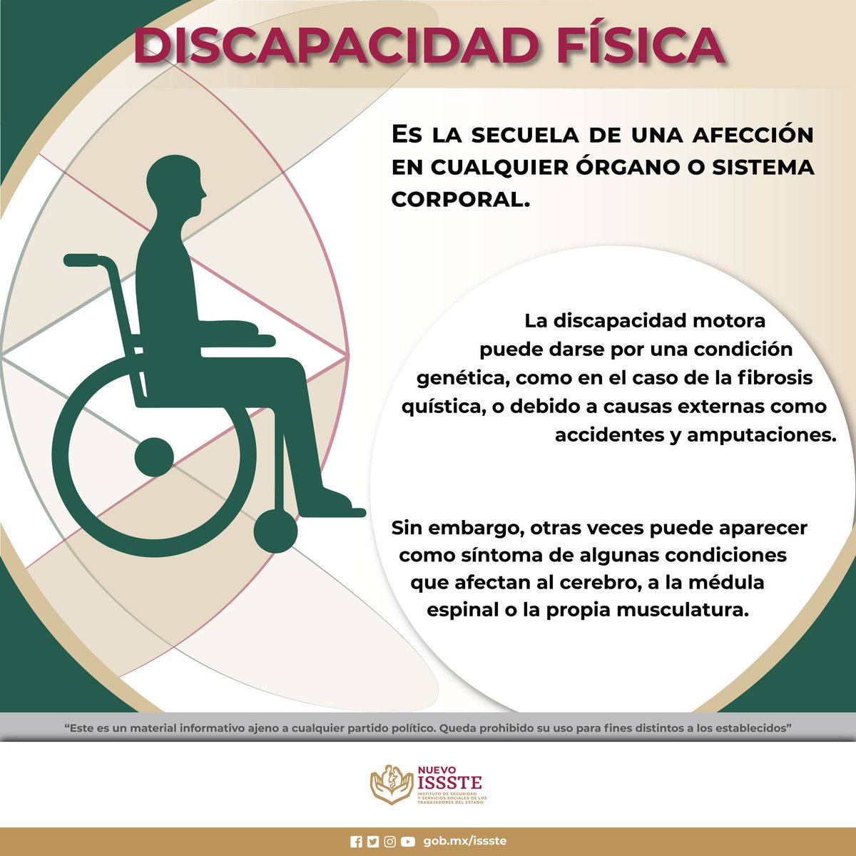 📷Se calcula que 1 de cada 6 personas en todo el mundo, sufren de alguna discapacidad.
¿#LoSabías? 📷
#SaludParaTodos
#INCLUISSSTE