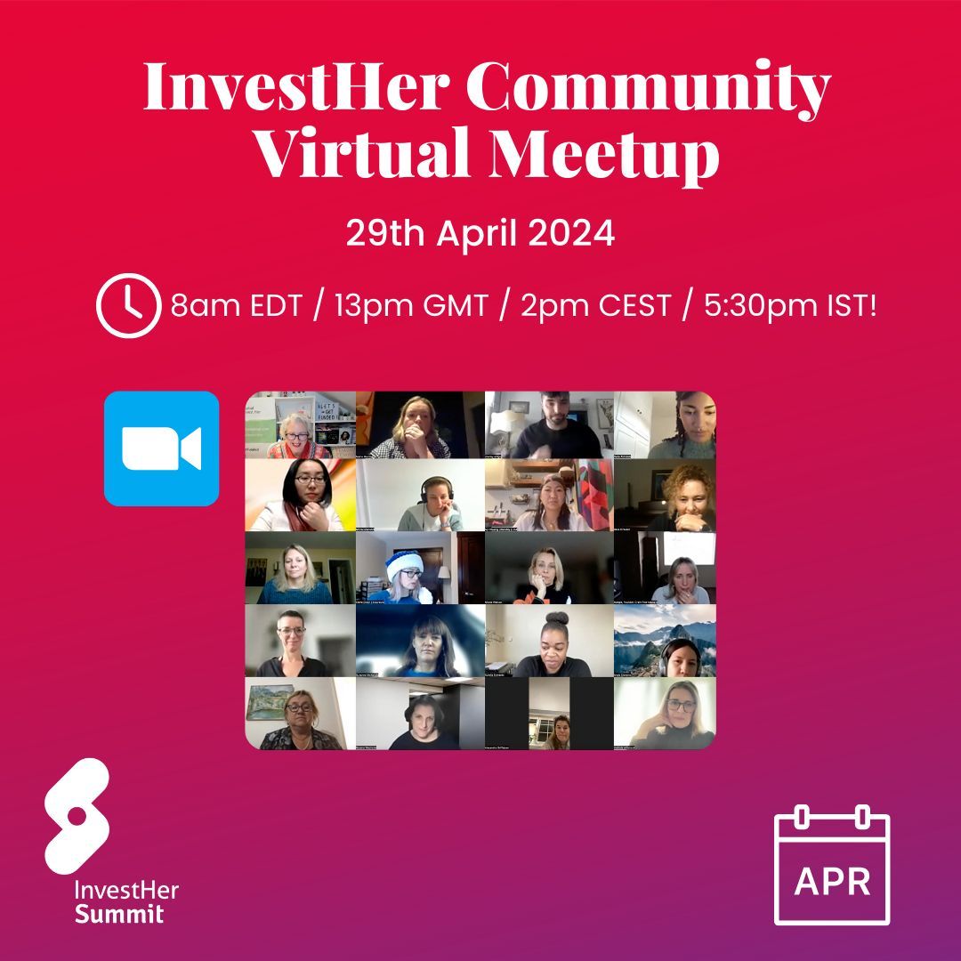 📣 Our next #VirtualMeetup on April 29th! Join the conversation and meet our 🌍 Global Community 🕧 Time: 8am EDT / 13pm GMT / 2pm CEST / 5:30pm IST 💻 Location: Online (Link provided upon registration) Sign up → bit.ly/VirtualMeetup2… #CommunityIsCapital #InvestHerSummit2024