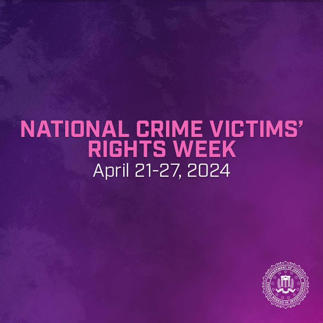 This National Crime Victims’ Rights Week, the #FBI honors crime victims and survivors, along with recognizing the professionals who provide critical services to victims of crime. Learn more about how the FBI helps victims: fbi.gov/how-we-can-hel…