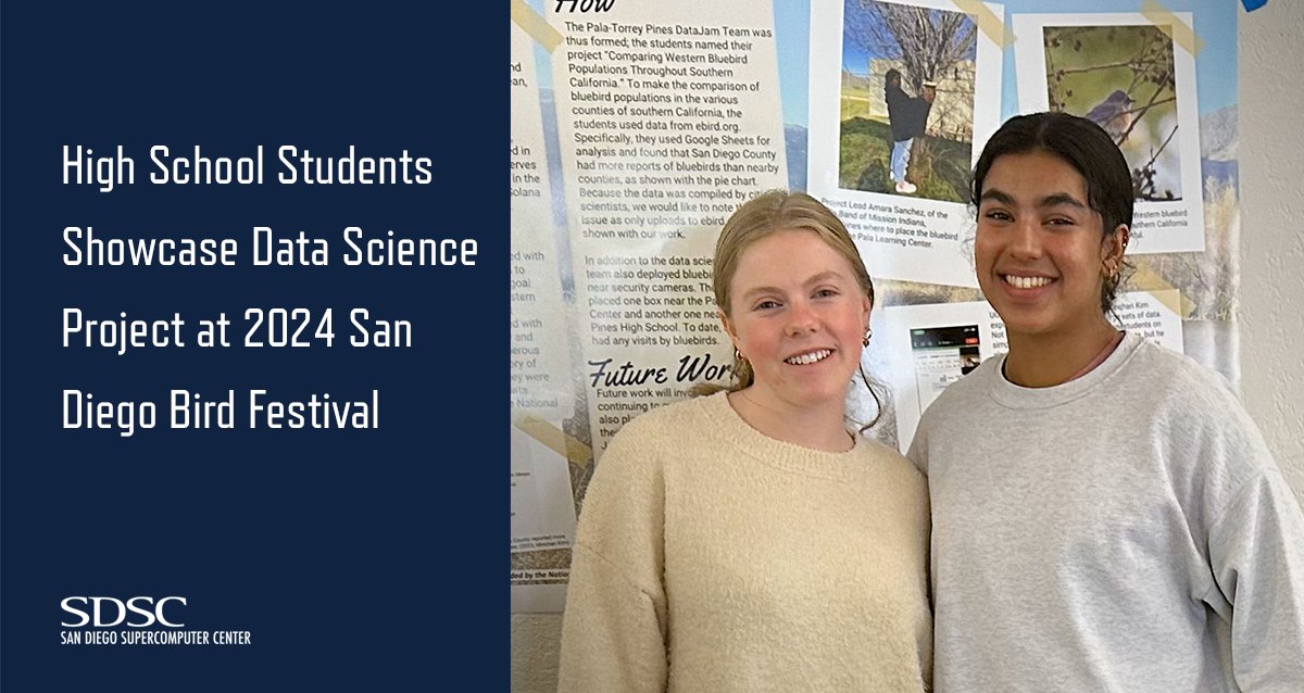 #ICYMI SDSC interns presented their research poster as part of a data science challenge called DataJam West, which is aimed at engaging high school students throughout the U.S. on data science projects. ow.ly/OTQ150R9J6r