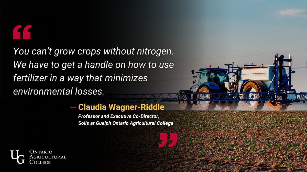 Research from OAC’s Dr. Claudia Wagner-Riddle is exploring alternatives to conventional fertilizer. She will lead a team of Canadian researchers to help farmers shift to renewable and carbon-free resources without lowering crop yields. Learn more: uoguel.ph/q42uf