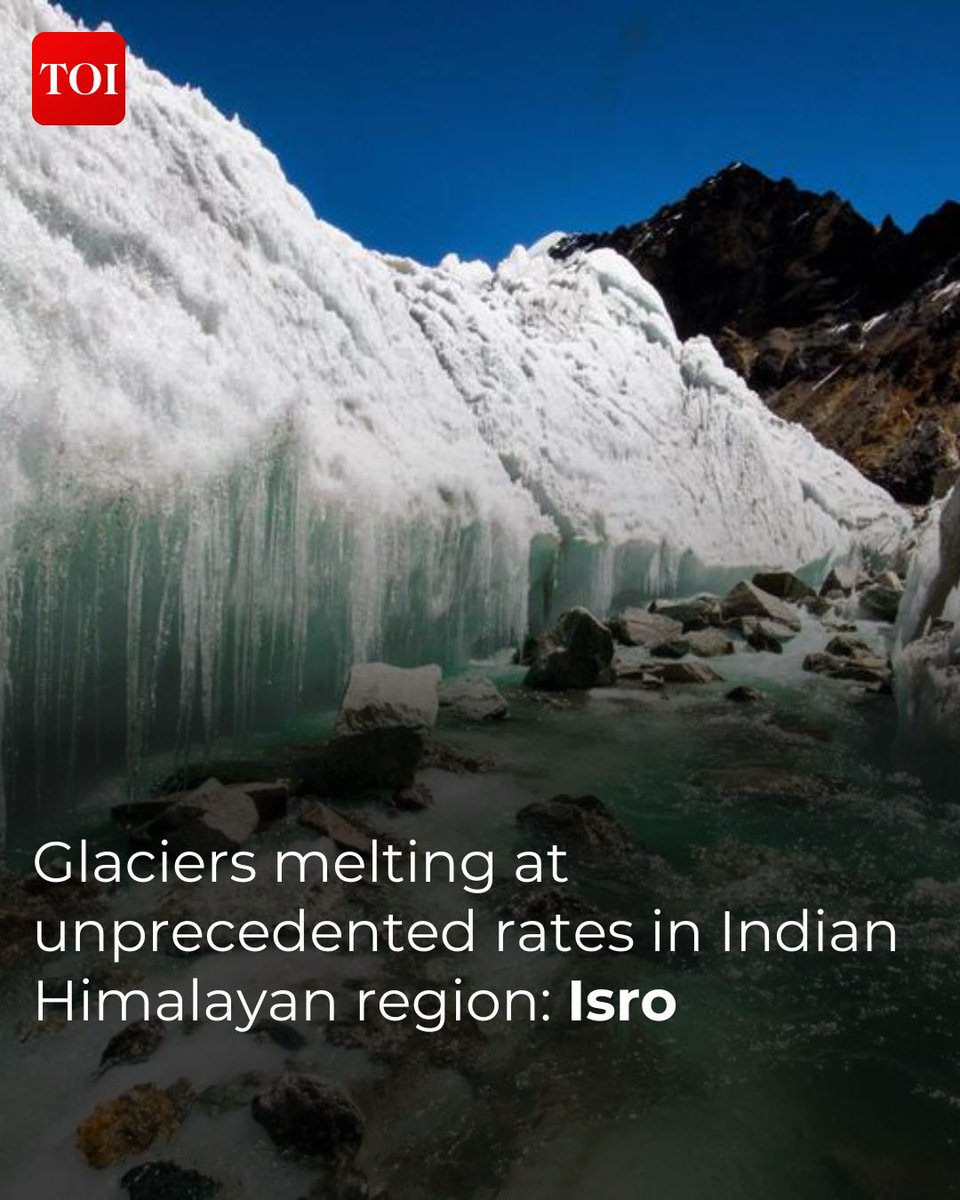 #Isro on Monday said that new research analysing decades of satellite imagery has revealed that glaciers across the Indian Himalayan region have been melting at alarming rates, leading to the significant expansion of glacial lakes. Read more at: toi.in/glacier