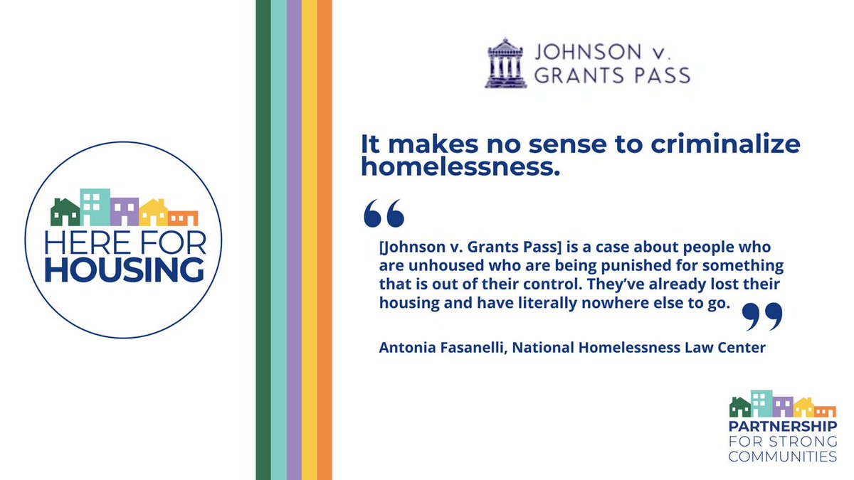 Today oral arguments begin in #GrantsPassvJohnson, a supreme court case that could turn homelessness into a crime. Read more about what this means and what we can do on the Partnerships blog: bit.ly/3Qevgez @homeless_law @HNHCampaign @NLIHC @NationalHomeless