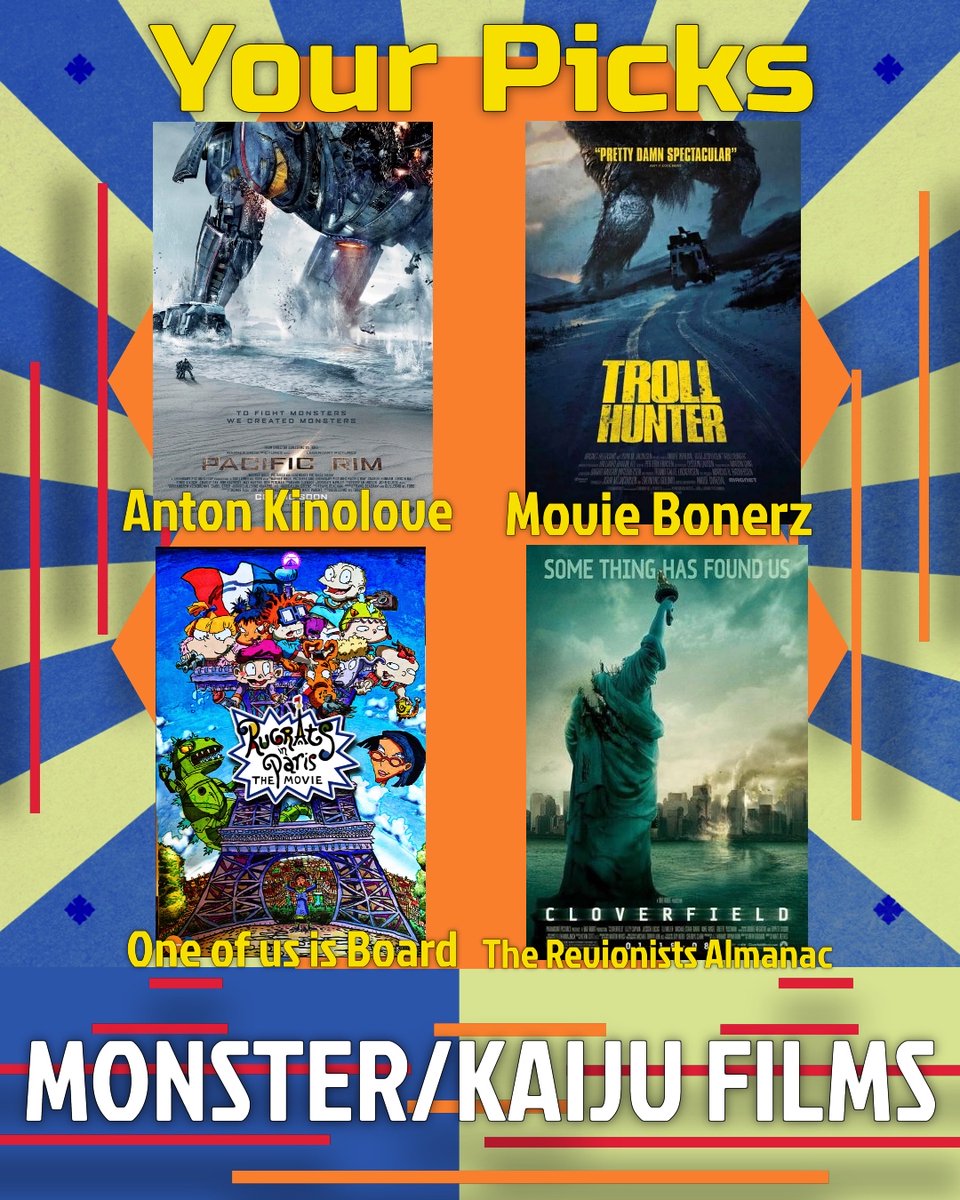 It's your picks time again for Monster/Kaiju Films. A big thank you to @anton_kinolove @moviebonerz @revalmanac @oneofusisboard 
solo.to/filmvsfilmpodc…
#pacificrim #guillermodeltoro #idriselba #charliehunnam ⁠#trollhunter #rugrats #cloverfield