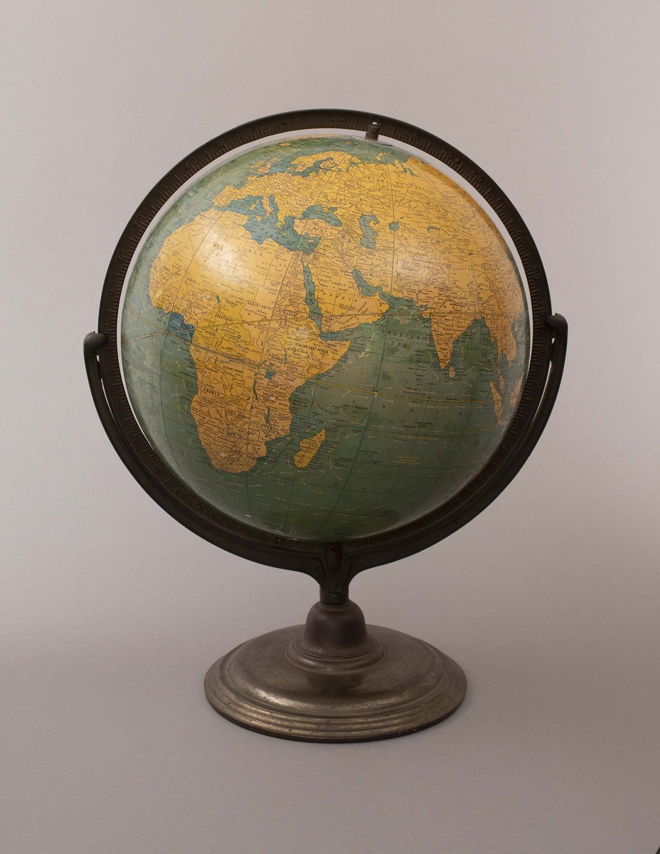 🌎Happy Earth Day! This globe is part of the Museum’s collection and is on display in the Seaforth School classroom. The globe is 16” and captures the political boundaries as they looked circa 1930s. It was made by the George F. Cram Company. BV985.742.1