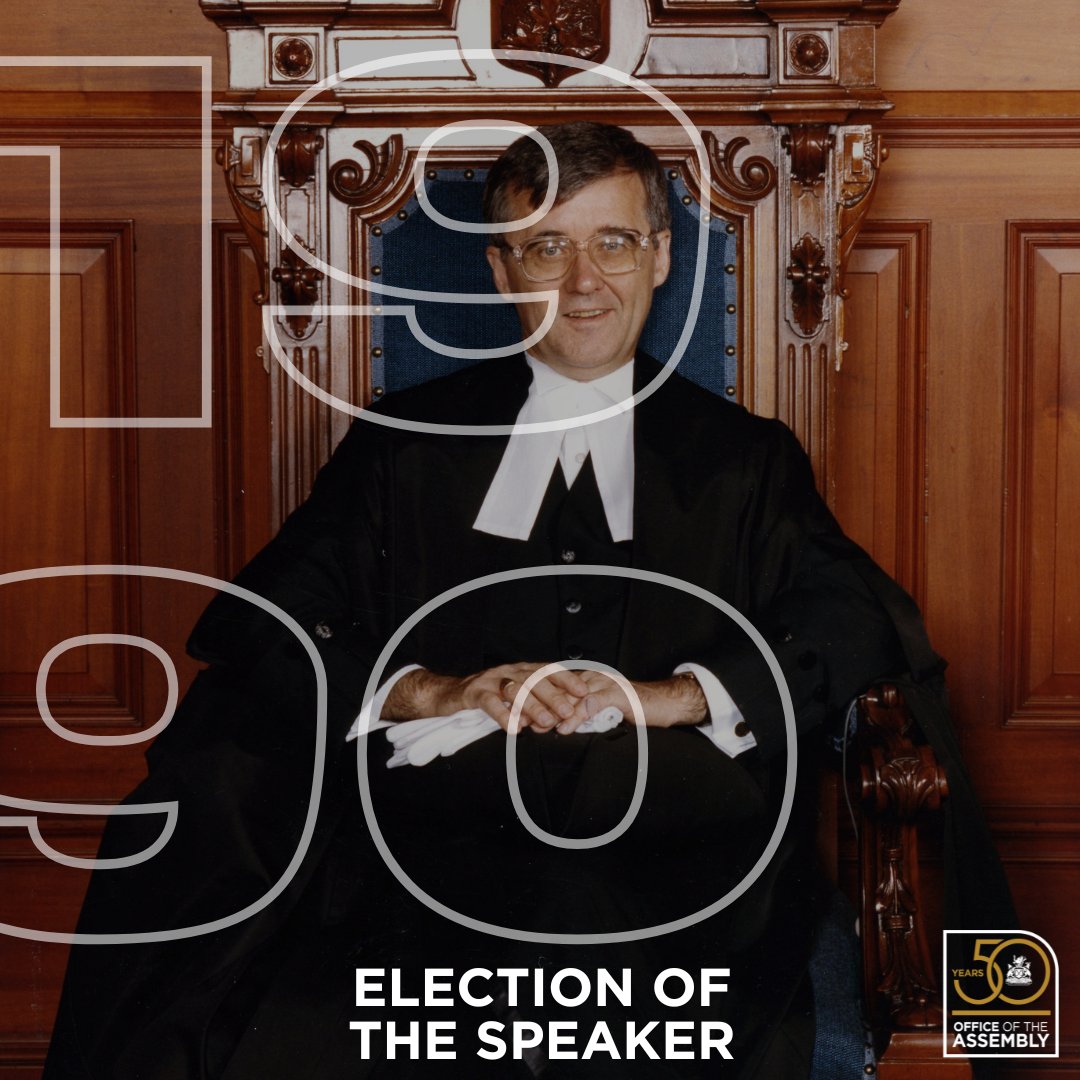 Starting in 1990, the Speaker was formally elected by the Members of Provincial Parliament in a secret ballot. Prior to this time, the Speaker was nominated by the Premier. The Honourable David Warner was the first Speaker to be elected to Ontario’s Legislature. #OA50Years