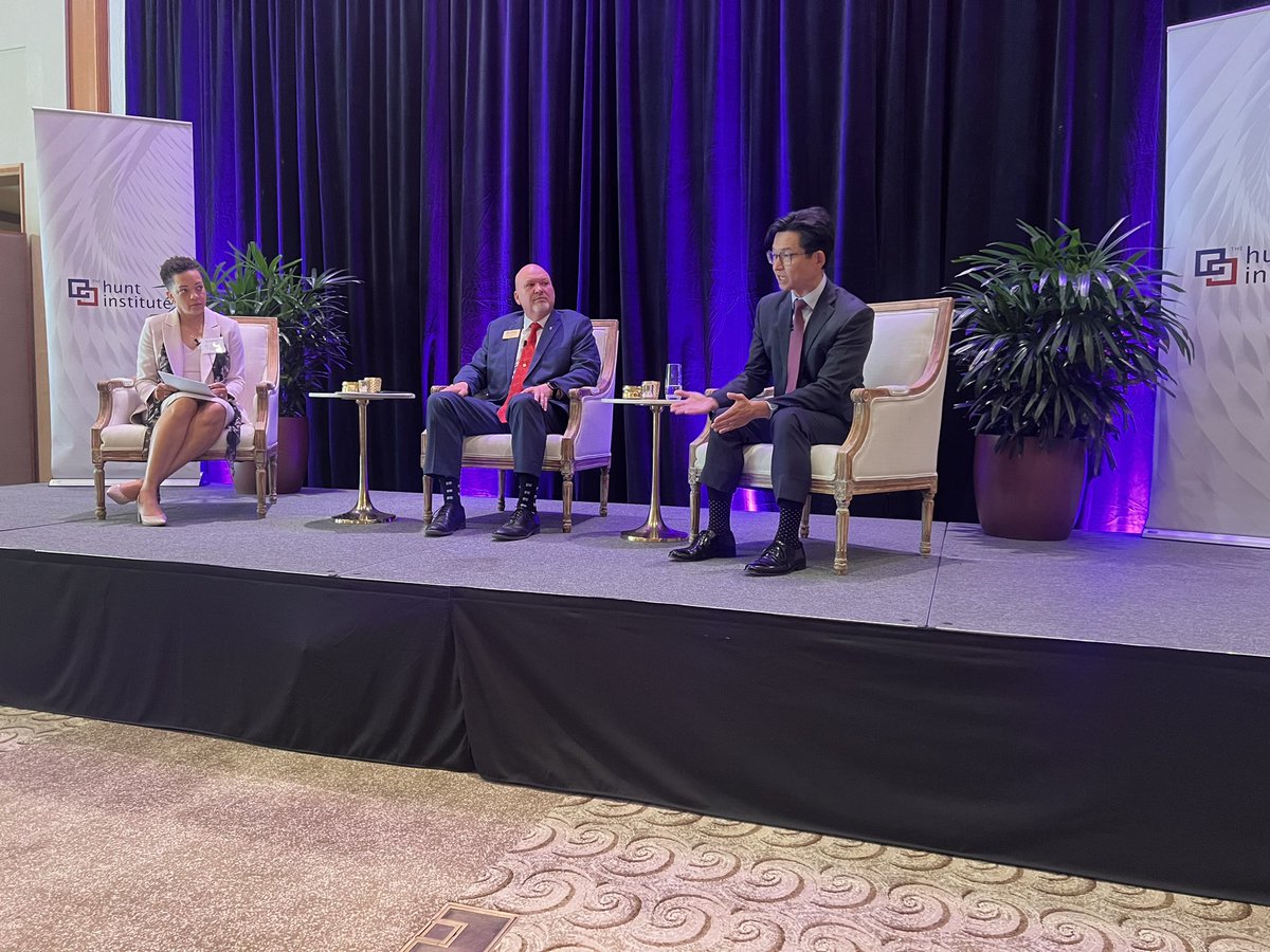 “What sets @NCCommColleges apart is how they are able to move flexibly to meet the changing needs of business in our state.” - @EDPNC’s CEO Chris Chung with Dr. @jeffcox68