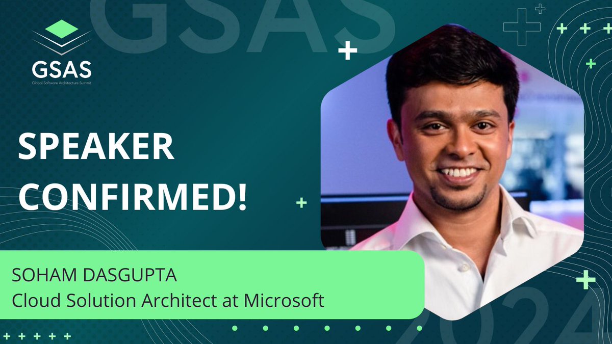 Exciting update! Delighted to welcome @iamsoham, Cloud Solution Architect at @Microsoft, as a confirmed speaker for #GSAS24. Don't miss out on his invaluable insights - reserve your seat today! 🎟️ gsas.io