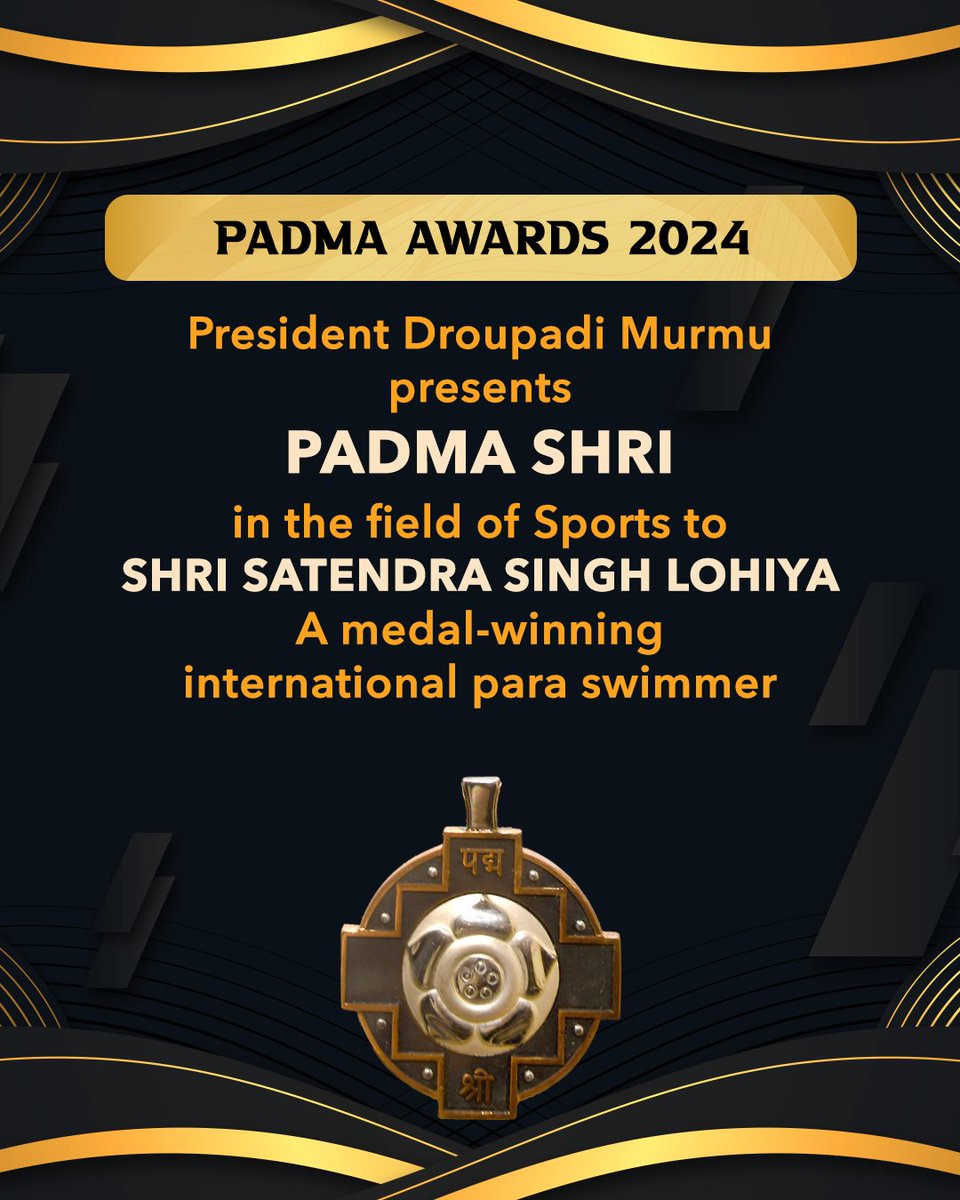 Grateful & proud to announce that I've been awarded the prestigious Padma Shri Award 2024 in the Para sports category by the Honorable @rashtrapatibhvn ji today. this recognition is a culmination of years of hard work, dedication, and the unwavering support of my friends family