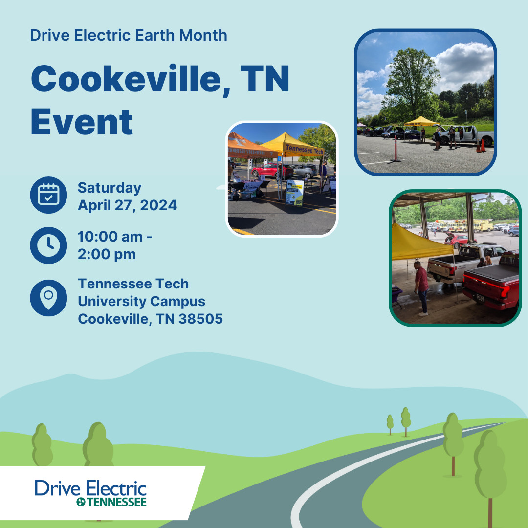 🌎🛣️Celebrate Drive Electric Earth Month in Cookeville🛣️🌍

Read more here: driveelectricearthmonth.org/event?eventid=…

📅 Saturday, April 27, 2024
🕐10:00am-2:00pm CT
📍Location: Tennessee Tech University.

#DriveElectric #DET #DriveElectricEarthDay #DEED #DEEM #EVs