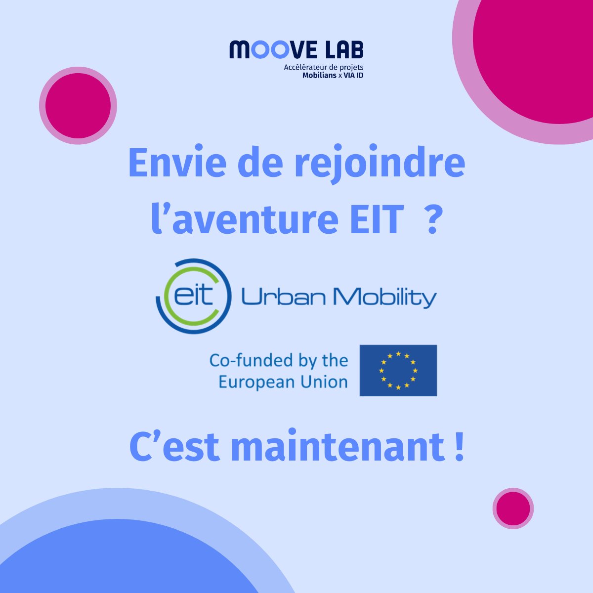[La vie au Moove Lab]🚀 Plus que quelques jours pour vous joindre à l’aventure de l'@EITUrbanMob! L'EIT Urban #Mobility propose un soutien financier pouvant aller jusqu'à 500 000 euros par entreprise de la #mobilité, pour accélérer son développement.🤝 👉eiturbanmobility.eu/financial-supp…