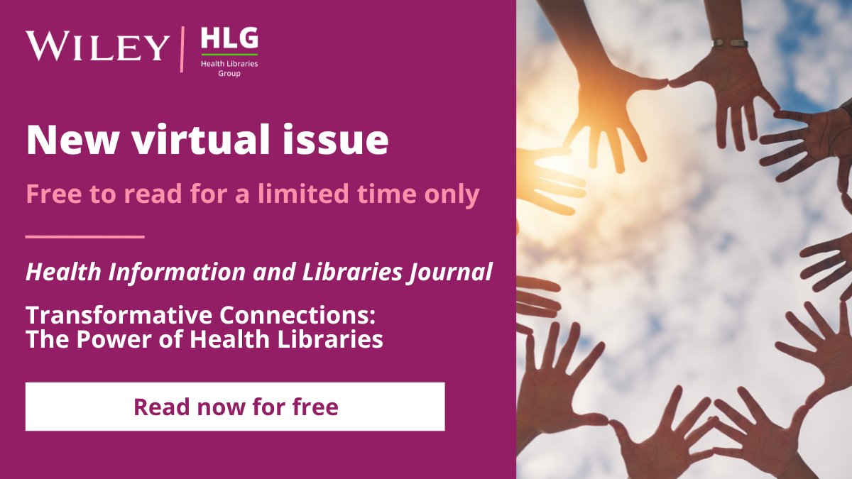 The latest @HILJnl virtual issue is here aligning with @CILIPHLG's 2024 conference theme of 'Connecting' - Transformative Connections: The Power of Health Libraries. 🔗Free to read until July 15th! ow.ly/W0Hm50RiY88 #HLG2024