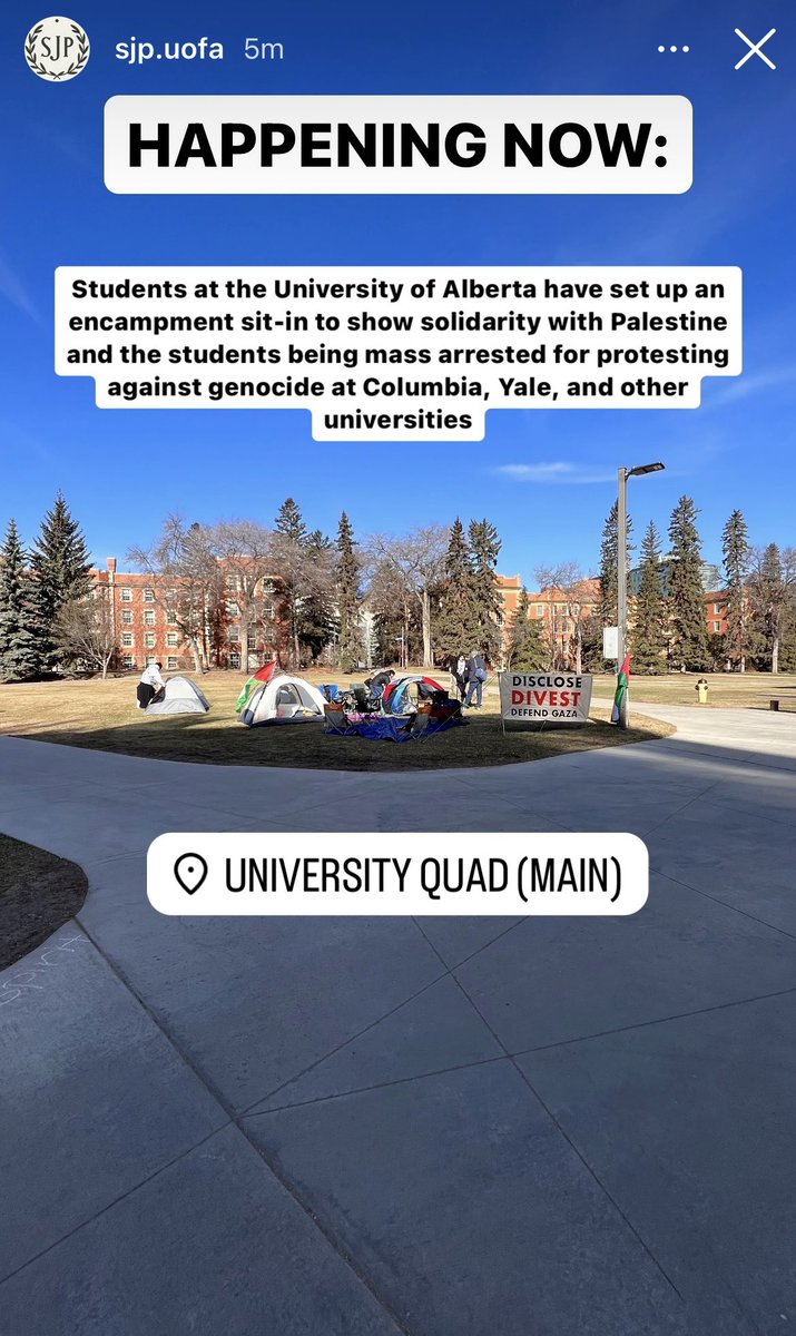 students at the University of Alberta are setting up their encampment!