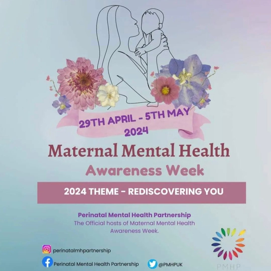 Next week is Maternal Mental Health Awareness Week, coordinated by @PMHPUK. They'll be holding Information Sessions live on their Instagram Page all week. Find more info and get involved at ow.ly/e7RZ50RjimO #MaternalMHmatters #MaternalMentalHealthAwarenessWeek