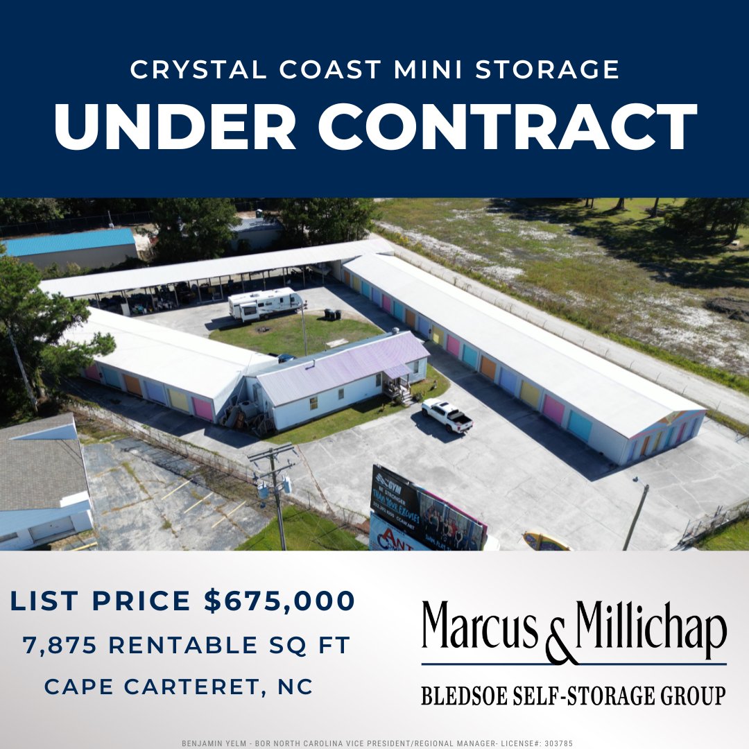 UNDER CONTRACT: Crystal Coast Mini Storage in Cape Carteret, NC in less than 1 month!

#bledsoeselfstoragegroup #marcusmillichap #selfstorage #CRE #investor