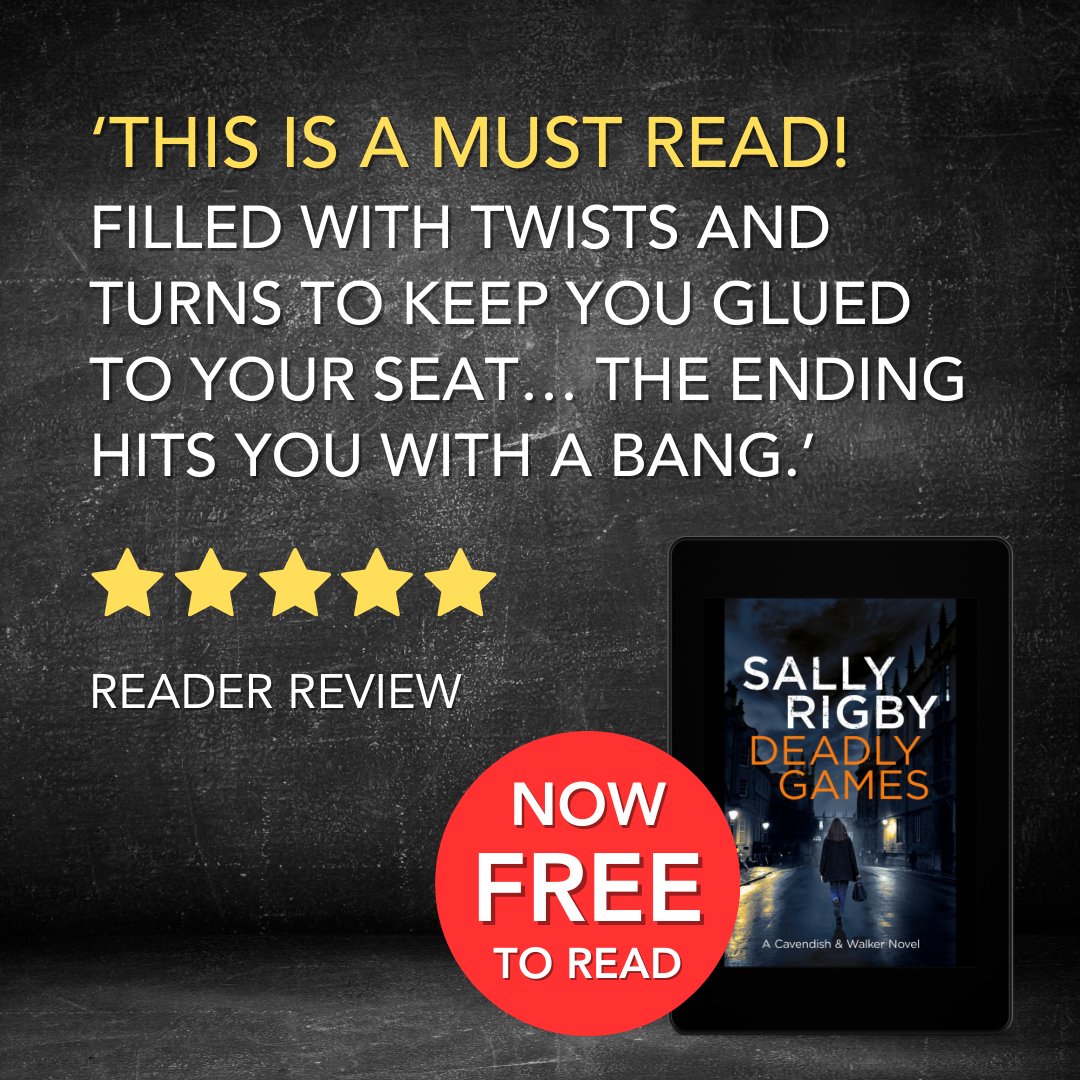 😱 THIS IS NOT A DRILL! For a limited time only you can start Sally Rigby's bestselling Cavendish & Walker series for FREE! 🚨 Download Deadly Games today: geni.us/581-pp-two-am #ebooksale #crimefiction #freebook