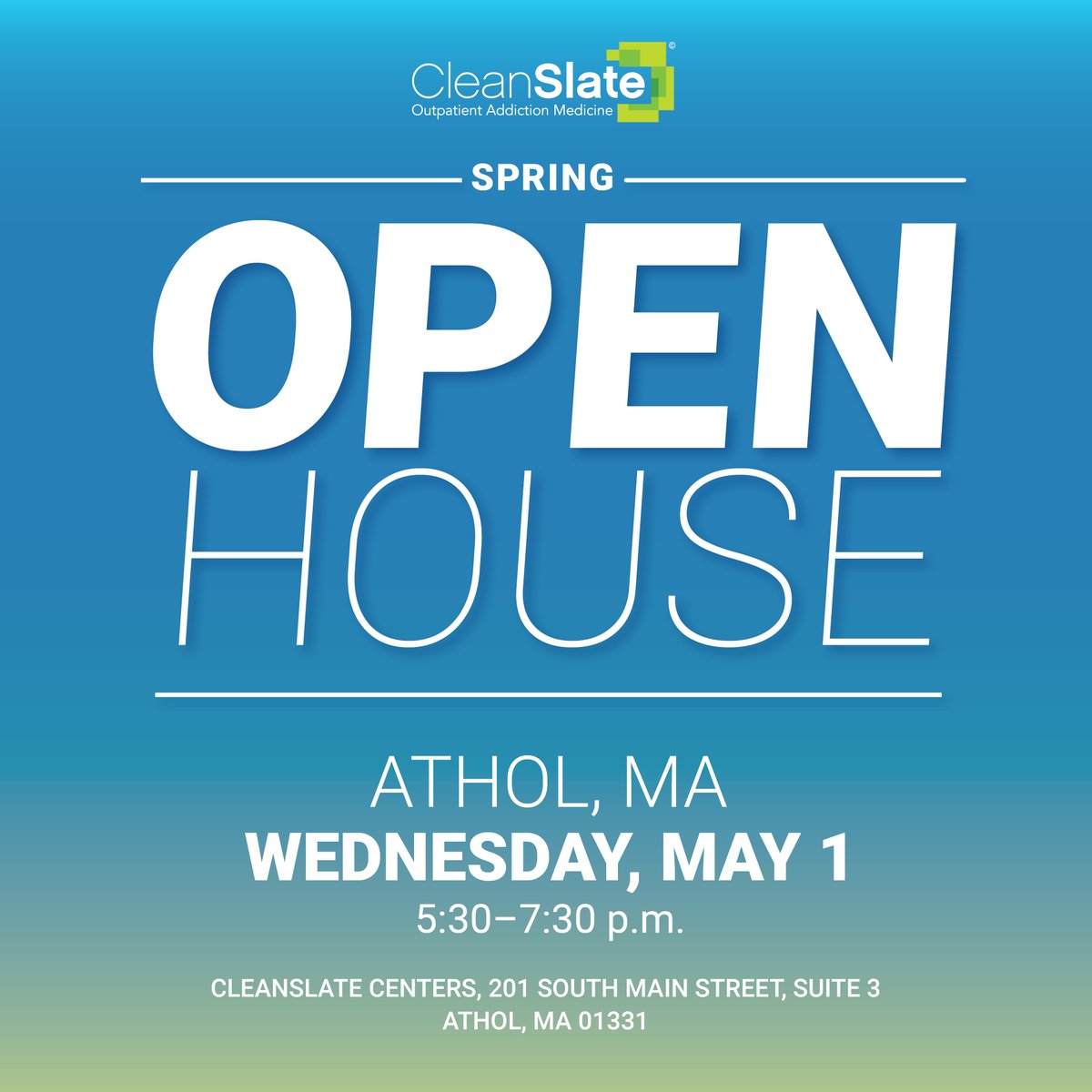 Come meet our team, tour the center, and hear about updates to our recovery services at the CSC Athol bit.ly/4aU1eEU open house Light food & beverages will be provided. All our welcome #addictiontreatment #recoverycommunity