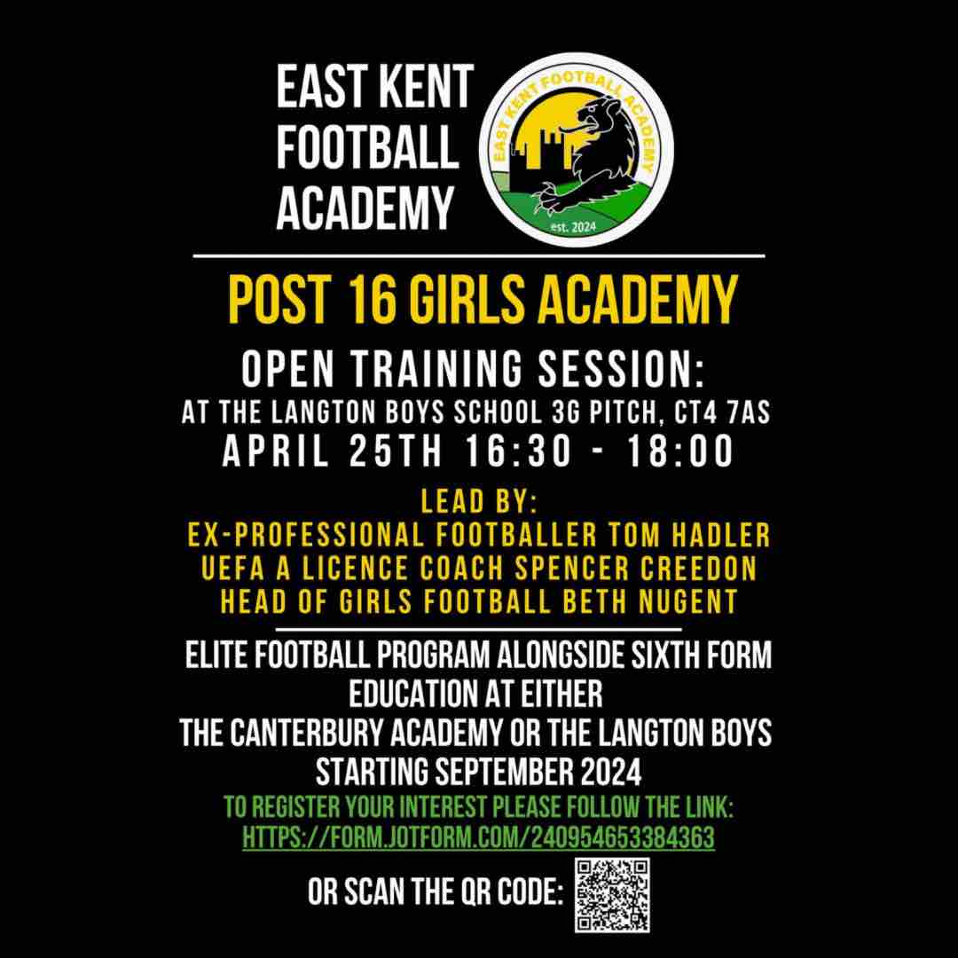 Trials for our new post 16 girls football academy ⚽️ in partnership with Simon Langton Sport
Check out the post ⬆️