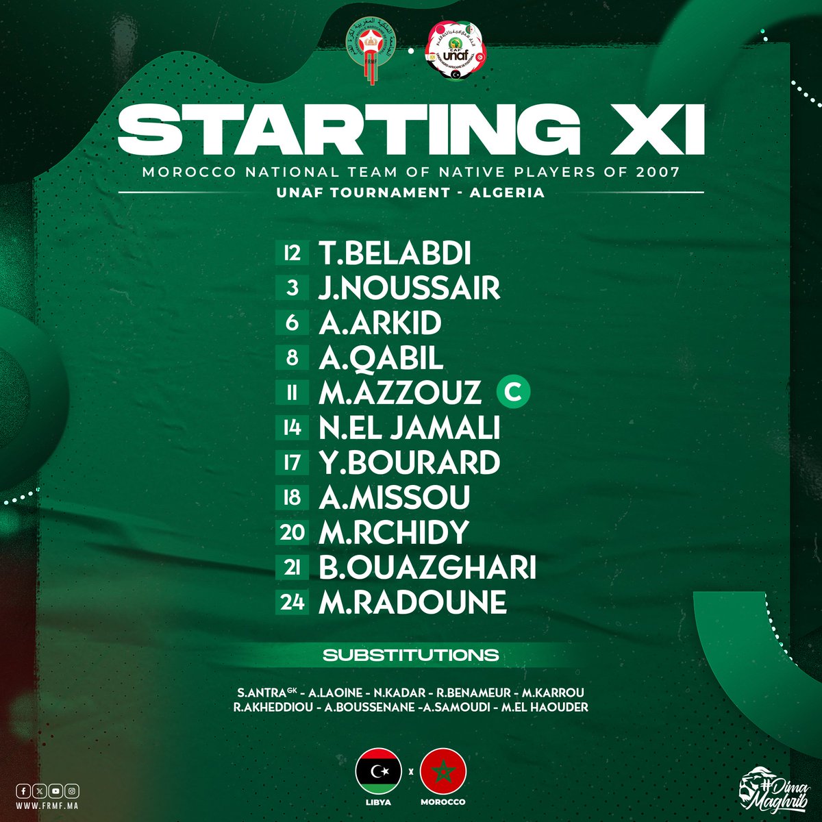 تشكيلة المنتخب الوطني أمام منتخب ليبيا Our starting XI against Libya