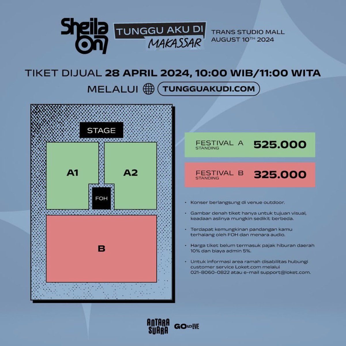 Denah konser &amp; harga tiket Sheila on 7 #tungguakudimakassar tiket dijual 28 April 2024 hanya via tungguakudi.com
