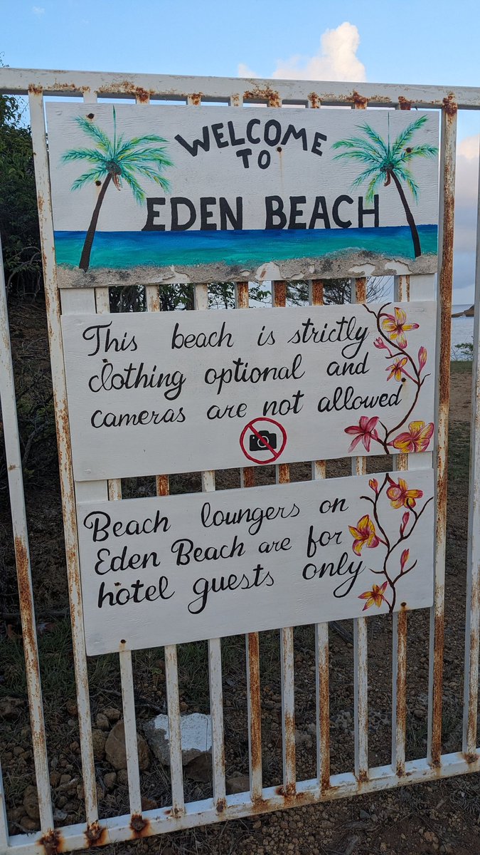 Sandy__Bottom's tweet photo. Do nudists belong in jail?
We're in Antigua at a resort with the only c/o beach on the island. Like a lot of beaches it's hidden from "normal" folks by a gate or shrubs. Shouldn't beach nudity be free and open, or will we forever be a dirty little secret? https://t.co/JYQ3yppZ5j