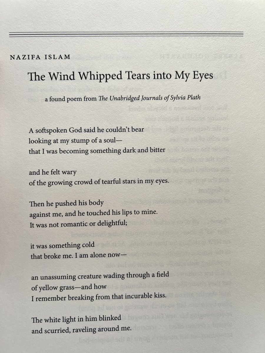 nafoopal's tweet photo. I'm excited to share a Sylvia Plath found poem in the new issue of the @southern_review!

#sylviaplath #foundpoetry #foundpoem https://t.co/B89otfS3qQ
