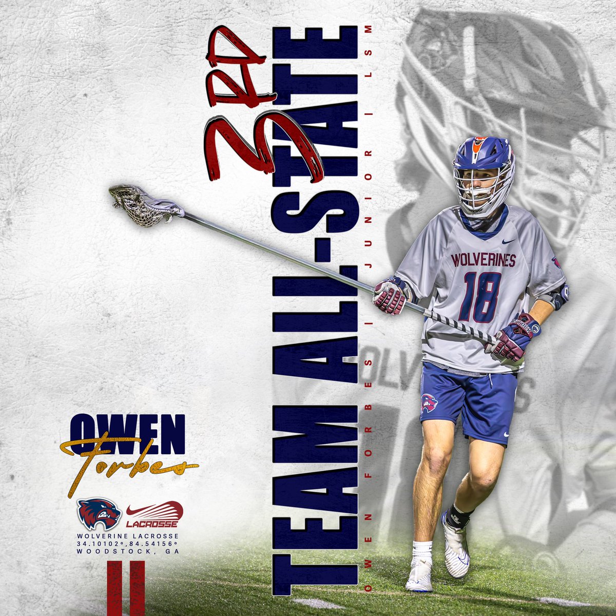 🥉𝗖𝗢𝗡𝗚𝗥𝗔𝗧𝗨𝗟𝗔𝗧𝗜𝗢𝗡𝗦🥉@Owen_forbes_7 on being recognized by coaches across the state as the top LSM’s in Georgia! . 3️⃣rd Team All-State: 𝗟𝗦𝗠 . . #1woodstock #legacybegins #lax #lacrosse #lacrossephotography #laxbro #lsm