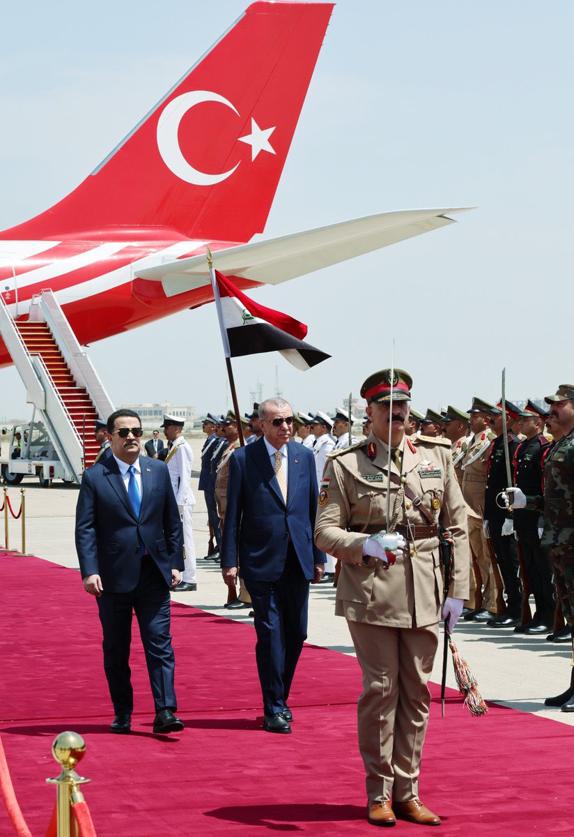 BREAKING — Iraq, Turkey, Qatar and UAE sign a memorandum of understanding to cooperate in Iraq Development Road Project that links Gulf to Europe during Erdogan’s visit to Baghdad: Statement