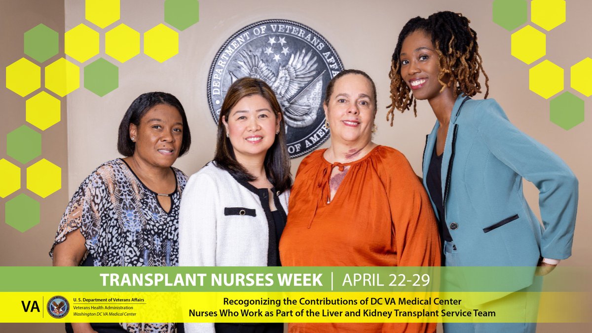 This week, April 22-29, join the DC VAMC team in recognizing #TransplantNursesWeek. Thank you for providing safe, quality care to Veterans who are donating or receiving an organ or tissue transplant.