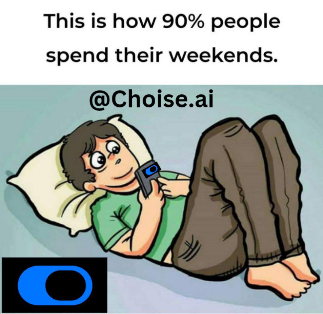 How 95% people spend weekends. @ChoiseAi is an innovative crypto solution that combines all the benefits of CeFi and DeFi services in one system called #MetaFi. $CHO made 532% in last one month. What are you waiting for? Grab your token before this rocket hits the moon🚀. LFG!
