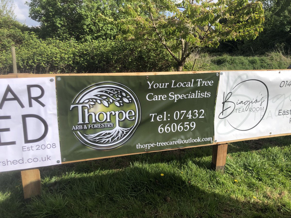 Another advertising banner is now up at the ground - thanks to Thorpe Arb & Forestry for their support, providing a complete, professional tree care service, whether you are a homeowner, landowner, business or public organisation. Banners are available for £100.