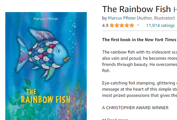 PfisterRainbo's tweet photo. ✨ All that glitters isn't gold... but it can teach valuable lessons!   Join the Rainbow Fish on a journey of friendship and self-discovery. This award-winning children's book uses shimmering scales to show that true happiness comes from sharing. #TheRainbowFish #ChildrensBooks https://t.co/q6Ur69ohaD