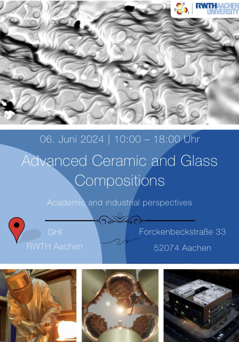 ghi_rwth's tweet photo. Interested in #Advanced_Ceramics and #Glass_Compositions? If so, this is your colloquium📚 Join us on June 6th at @ghi_rwth for a day of cutting-edge research and networking. Secure your spot now - registration closes May 24th!🗓️ Use the QR code from the flyer for registration😉 https://t.co/vrMB7ETddT