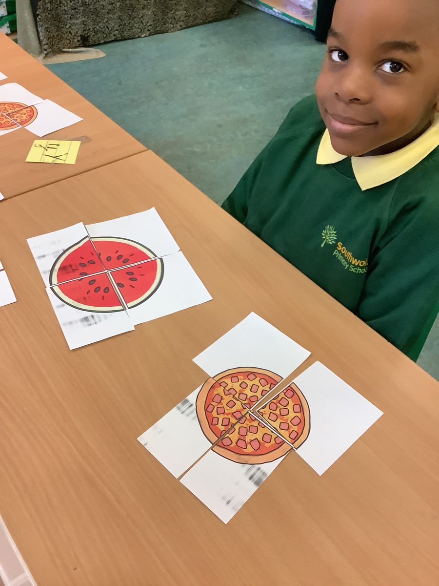 Year 1 have been learning how to form a 'whole' in #Maths. They enjoyed forming a whole #shape using equal #quarters, recognising that all four parts need to be the same, equivalent size. ⚪️🔢 #Shapes #WholeNumbers #Maths