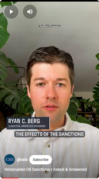 Trying to make sense of the U.S.' decision to reimpose sanctions on Venezuela? Program Director @RyanBergPhD joins @CSIS' 'Asked & Answered' to discuss the latest developments, and the role of sanctions in U.S. policy towards Venezuela. youtube.com/shorts/q_XAn1i…