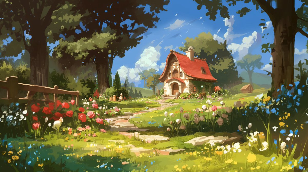 I'm working on my first Environment art course, Game Magic, 'Bloomin Cottage.' in UE.🧙‍♀️ Full scene development, vegetation in SpeedTree, lighting setup, textures in SD, materials in UE, 3D, Zbrush, etc. I already filmed the third half of the course and continue working on it! 🌸