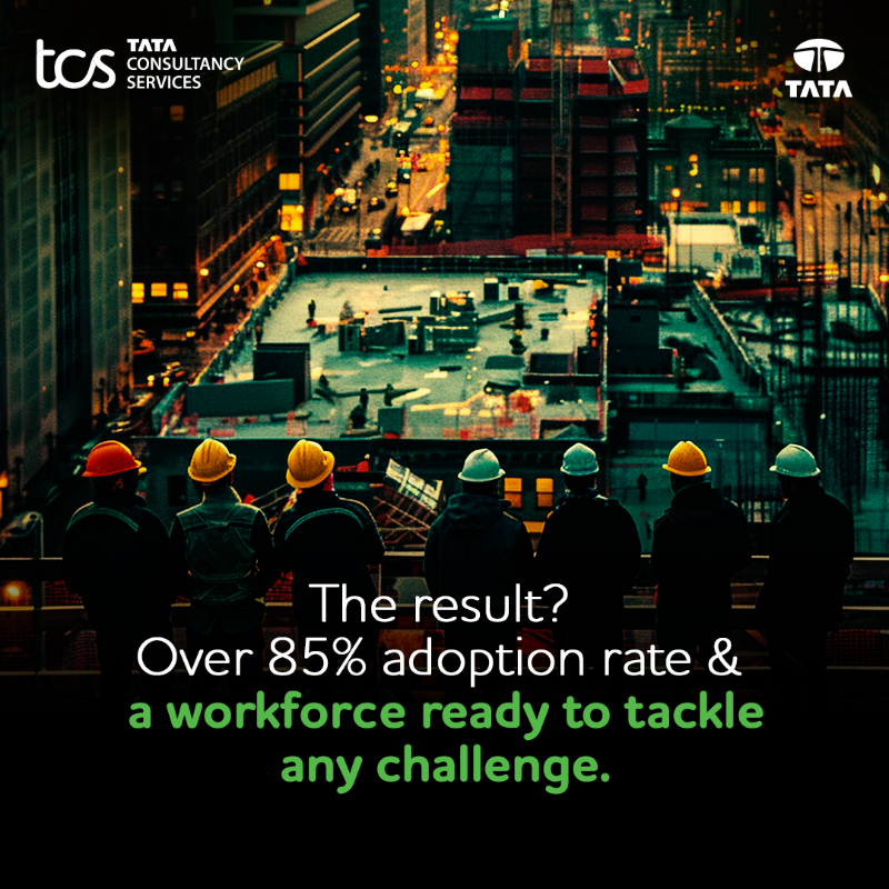 TCS's tweet photo. Unlock the future of #employeelearning with AI!

We helped Tata Realty transform #talentdevelopment with EdCast, an #AI-powered platform.

With 18,000+ courses &amp; ≈85% adoption, we helped Tata Realty create a pool of skilled talent.

Explore more through the link in the replies.