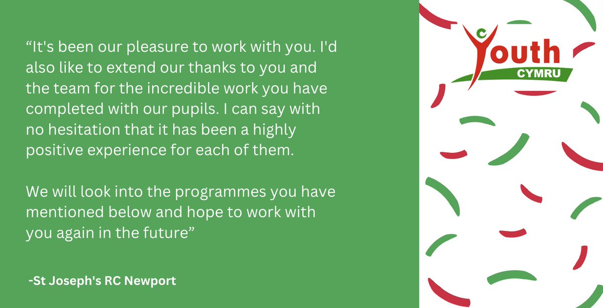 Fantastic feedback from our mentoring programme with St Joseph’s RC Newport! 🔗You can find out more about our mentoring here: youthcymru.org.uk/youth-mentor/